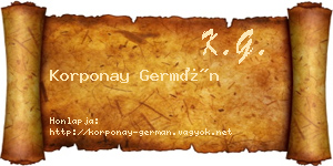 Korponay Germán névjegykártya
